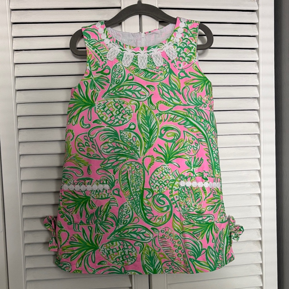 Lilly Pulitzer Pink and Green Kids Shift Dress